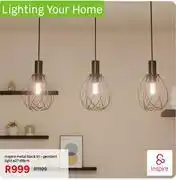Leroy Merlin Inspire Metal Black Tri Pendant Light E27 D18cm offer