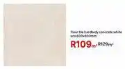 Leroy Merlin Floor Tile Hardbody Concrete White Eco 600 x 600mm-Per Sqm offer