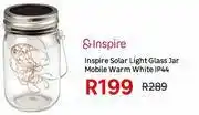 Leroy Merlin Inspire Solar Light Glass Jar Mobile Warm White IP44 offer