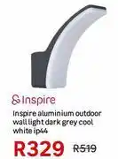 Leroy Merlin Inspire Aluminium Outdoor Wall Light Dark Grey Cool White IP44 offer