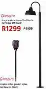Leroy Merlin Inspire Metal Lamp Post Matte E27 60W 2M Black offer