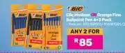 Game Bic Clic Mediuum Or Orange Fine Ballpoint Pen 4+3 Pack-For 2 offer