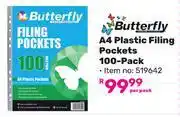 Game Butterfly A4 Plastic Filing Pockets 100 Pack-Per Pack offer