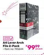Game Simple Choice A4 Lever Arch File 2 Pack-Per Pack offer