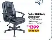 Game Parker Mid Back Black Chair offer