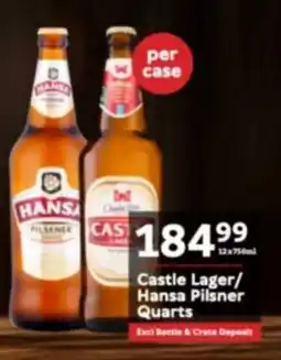 Oxford Freshmarket Castle Lager/ Hansa Pilsner Quarts offer