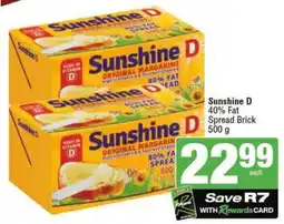 SuperSpar Sunshine D 40% Fat Spread Brick offer