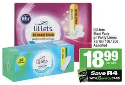 SuperSpar Lil-lets Maxi Pads or Panty Liners Assorted offer
