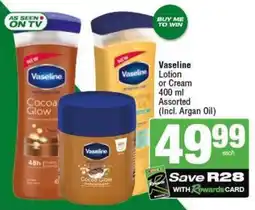 SuperSpar Vaseline Lotion or Cream Assorted offer