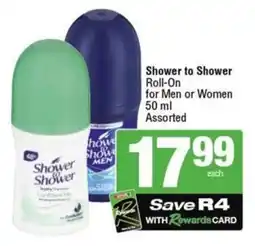 SuperSpar Shower to Shower Roll-On for Men or Women Assorted offer