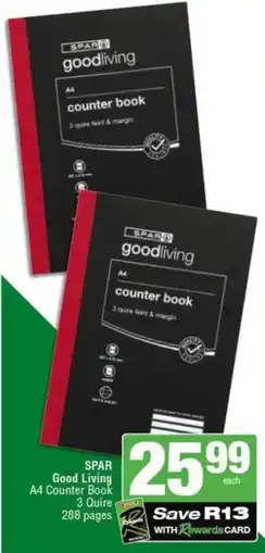 SuperSpar SPAR Good Living A4 Counter Book 3 Quire offer