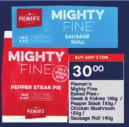 President Hyper Pleman's Mighty Fine Baked Pies Steak & Kidney/ Pepper Steak/ Chicken Mushroom/ Sausage Roll offer