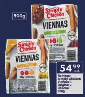 President Hyper Rainbow Simply Chicken Viennas Original/ Cheese offer