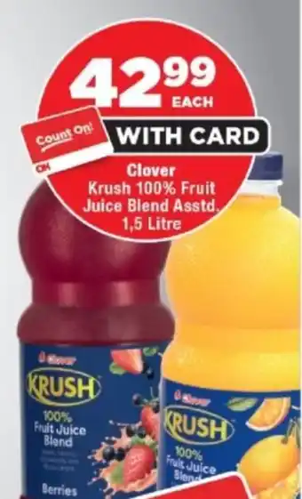 OK Foods Clover Krush 100% Fruit Juice Blend Asstd. offer