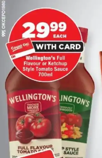 OK Foods Wellington's Full Flavour or Ketchup Style Tomato Sauce offer