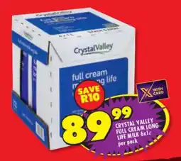 Shoprite CRYSTAL VALLEY FULL CREAM LONG LIFE MILK 6x1L offer