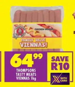 Shoprite THOMPSONS TASTY MEATS VIENNAS 1kg offer
