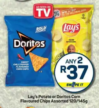 Pick n Pay Lay's Potato or Doritos Corn Flavoured Chips Assorted 120/145g offer