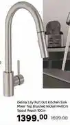 Leroy Merlin Delinia Lily Pull Out Kitchen Sink Mixer Tap Brushed Nickel H40cm Spout Reach 10cm offer