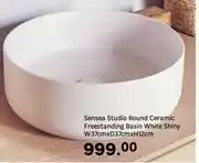 Leroy Merlin Sensea Studio Ceramic Round Freestanding Basin White Shiny W37cm x D37cm x H12cm offer