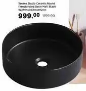 Leroy Merlin Sensea Studio Ceramic Round Freestanding Basin Matt Black W37cm x D37cm x H12cm offer