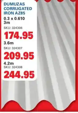 Cashbuild Dumuzas corrugated ironDUMUZAS CORRUGATED IRON AZ85 85 offer