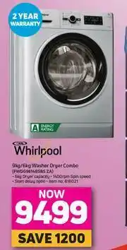 Game Whirlpool 9Kg/6Kg Washer Dryer Combo FWDG96148SBS ZA offer