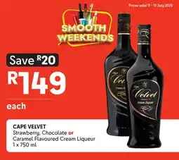 Makro’s liquor Cape velvet strawberry, chocolate or caramel flavoured cream liqueur offer