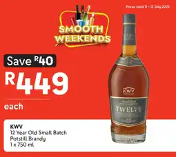 Makro’s liquor KWV 12 year old small batch potstill brandy offer