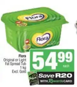 SuperSpar Flora original or light fat spread tub offer