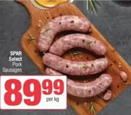 SuperSpar Spar select pork sausages offer