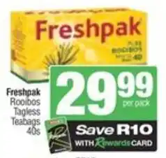 SuperSpar Freshpak rooibos tagless teabags offer