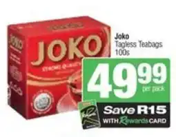 SuperSpar Joko tagless teabags offer