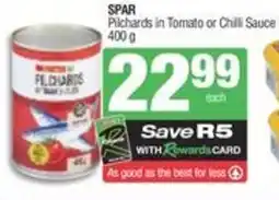 SuperSpar Spar pilchards in tomato or chilli sauce offer