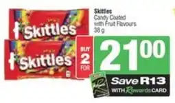 SuperSpar Skittles candy coated with fruit flavours offer