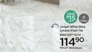CTM Juniper White Shiny Ceramic Floor Tile-430 x 430mm Per Sqm offer