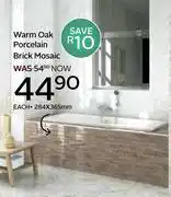CTM Warm Oak Porcelain Brick Mosaic-284 x 365mm Each offer