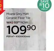 CTM Moana Grey Matt Ceramic Floor Tile-430 x 430mm Per Sqm offer