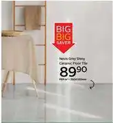CTM Nevis Grey Shiny Ceramic Floor Tile 350 x 350mm-Per Sqm offer