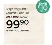 CTM Stage Ivory Matt Ceramic Floor Tile-430 x 430mm Per Sqm offer