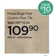 CTM Moana Beige Matt Ceramic Floor Tile-430 x 430mm Per Sqm offer