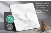 CTM Juniper White Shiny Ceramic Floor Tile-430 x 430mm Per Sqm offer