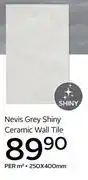 CTM Nevis Grey Shiny Ceramic Wall Tile-250 x 400mm Per Sqm offer