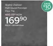 CTM Skyline Charcoal Matt Glazed Porcelain Floor Tile-800 x 800mm Per Sqm offer