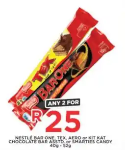 OK Express Nestlé bar one, tex, aero or kit kat chocolate bar asstd, or smarties candy offer
