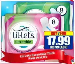 Three Star Cash and Carry Lil-Lets Essentials Thick Pads Asst offer