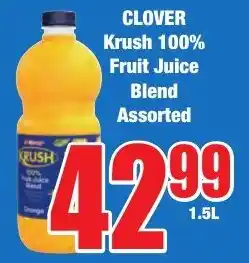 Boxer Superstores CLOVER Krush 100% Fruit Juice Blend Assorted offer