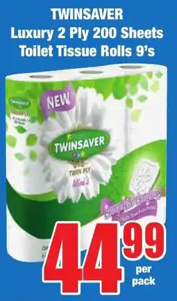 Boxer Superstores TWINSAVER Luxury 2 Ply 200 Sheets Toilet Tissue Rolls offer