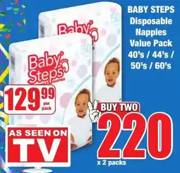 Boxer Superstores BABY STEPS Disposable Nappies Value Pack offer