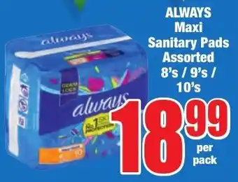 Boxer Superstores ALWAYS Maxi Sanitary Pads Assorted offer